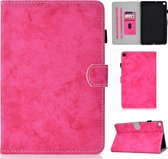 Voor Galaxy Tab S6 Lite Naaigaren Horizontaal Effen kleur Platte lederen tas met slaapfunctie & penhoes & antislipstrip & kaartsleuf en houder (roze rood)