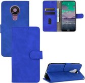 Voor Nokia 3.4 Effen Kleur Huidgevoel Magnetische Gesp Horizontale Flip Kalfsstructuur PU Lederen Case met Houder & Kaartsleuven & Portemonnee (Blauw)