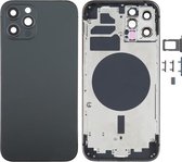 Behuizingsdeksel aan de achterkant met SIM-kaartlade & zijkleppen & cameralens voor iPhone 12 Pro (zwart)