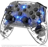 TRANSNECT® controller - Geschikt voor Nintendo Switch - Draadloze Bluetooth - Turbo Vibration – Dual Shock – 6-assige gyroscoopsensor - Transparant Blauw Gloed