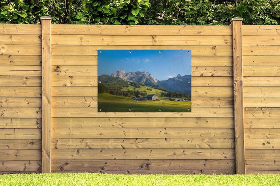 Affiche de jardin Une ferme sous un ciel bleu 120x80 cm - Toile de jardin / Toile d'extérieur / Peintures d'extérieur (décoration de jardin)