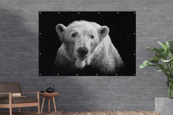 Décoration murale Ours polaire - Animal - Zwart - Wit - 180x120 cm - Poster jardin - Toile jardin