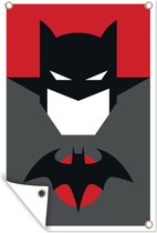 Tuindecoratie Batman illustratie met een rode achtergrond - 40x60 cm - Tuinposter - Tuindoek - Buitenposter