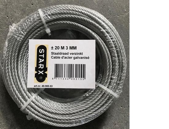 Starx - staaldraad verzinkt - 3mm dikte - rol  20 meter lengte