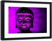 Foto in frame , Boeddha in Paars licht  , 120x80cm , Zwart paars , Premium print