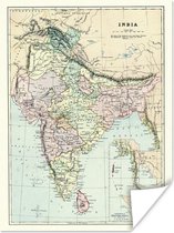 Antieke kaart van India poster papier 60x80 cm - Foto print op Poster (wanddecoratie woonkamer / slaapkamer)