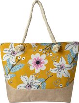 Juleeze Strandtas 50*36 cm Geel Synthetisch Bloemen Handtas Dames Tas Damestas