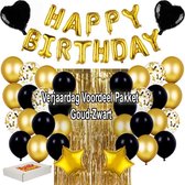 Verjaardag Voordeel Versier Pakket Goud-Zwart | Happy Birthday Pakket XL | Ballonnen en Folie Decoratie pakket | Happy Birthday Folieletters met Ballonnen | Zwart Goud verjaardag D