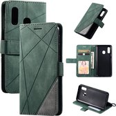 Voor Samsung Galaxy A20e Skin Feel Splicing Horizontale flip lederen tas met houder & kaartsleuven & portemonnee & fotolijst (groen)