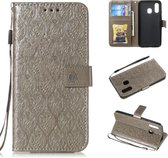 Geperst Printing Rattan Flower Pattern Horizontal Flip PU Leather Case for Galaxy A40, with Holder & Card Slots & Wallet & Photo Frame (Grey)