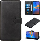 Voor Motorola Moto E6 Plus klassieke kalfsleer Horizontale flip PU lederen tas, met houder & kaartsleuven & portemonnee (zwart)