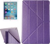 Voor iPad 9.7 (2018) & iPad 9.7 (2017) & iPad Air Silk Texture Horizontale vervorming Flip lederen tas met drievoudige houder (paars)