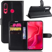 Litchi Texture horizontale flip lederen case voor Huawei Nova 4, met kaartsleuven en houder en portemonnee (zwart)