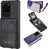 Voor Galaxy S20 Ultra Vertical Flip schokbestendig lederen beschermhoes met kort touw, ondersteunende kaartsleuven en beugel & fotohouder en portemonnee functie (zwart)