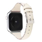 Voor Apple Watch Series 5 & 4 40mm / 3 & 2 & 1 38mm stiksels strepen lederen band horlogeband (wit)