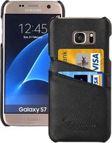Voor Galaxy S7 / G930 Litchi Texture Fashion lederen achterkant beschermhoes met kaartsleuven (zwart)