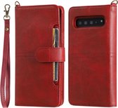 Voor Galaxy S10 5G multifunctionele afneembare magnetische horizontale flip lederen tas met kaartsleuven en houder en portemonnee en fotolijst (rood)