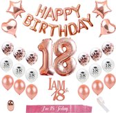 18 Jaar Verjaardag Versiering - Rosé Goud Versiering - Compleet pakket 27 stuks - Helium, Latex & Feest Ballonnen