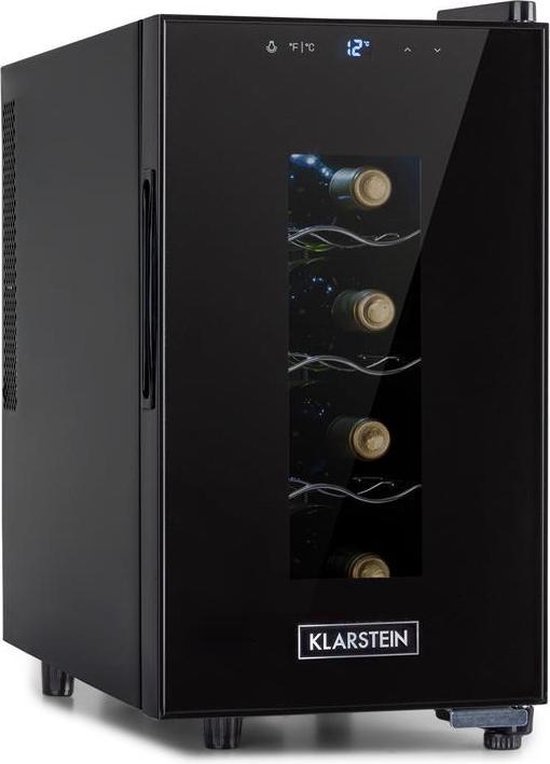 Wijnkoelkast: Klarstein Bellevin 8 Uno wijnkoelkast 23 liter /8 flessen - Temperatuurbereik: 11 tot 18°C - 26 dB - Een koolzone, van het merk Klarstein