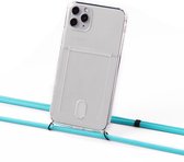 Apple iPhone 7/8/ SE'20 silicone hoesje transparant met koord turquoise