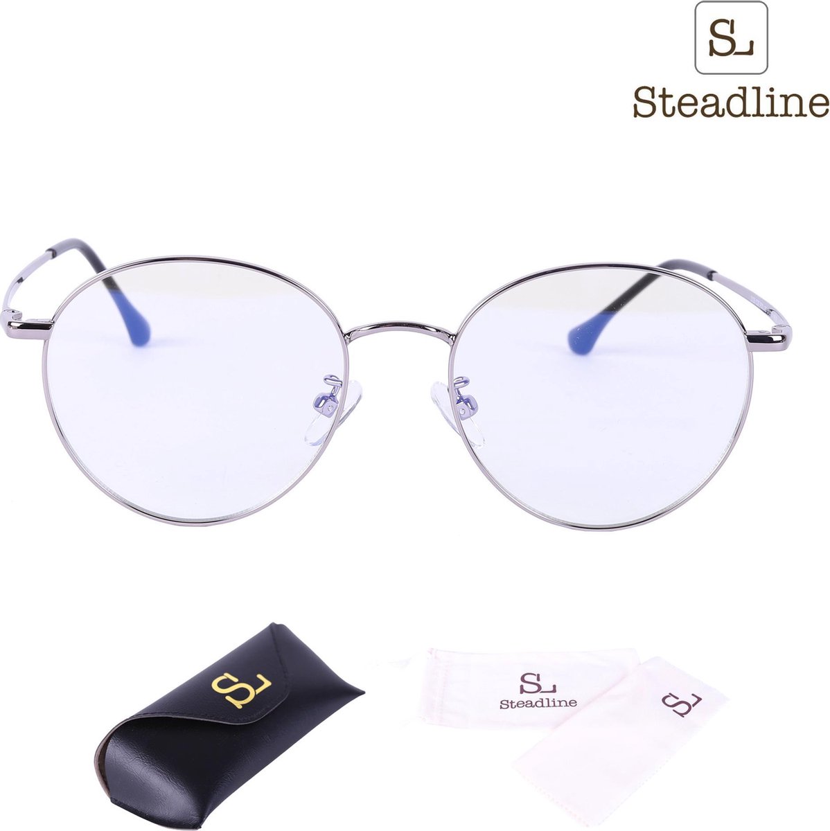 Steadline Computerbril UV400 – Blauw Licht bril – Blue Light Glasses – Zonder Sterkte – Unisex – Zilver