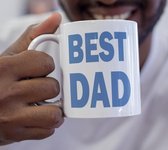 Mok - Best Dad - blauwe letters - vaderdag cadeau beker - 300 ml