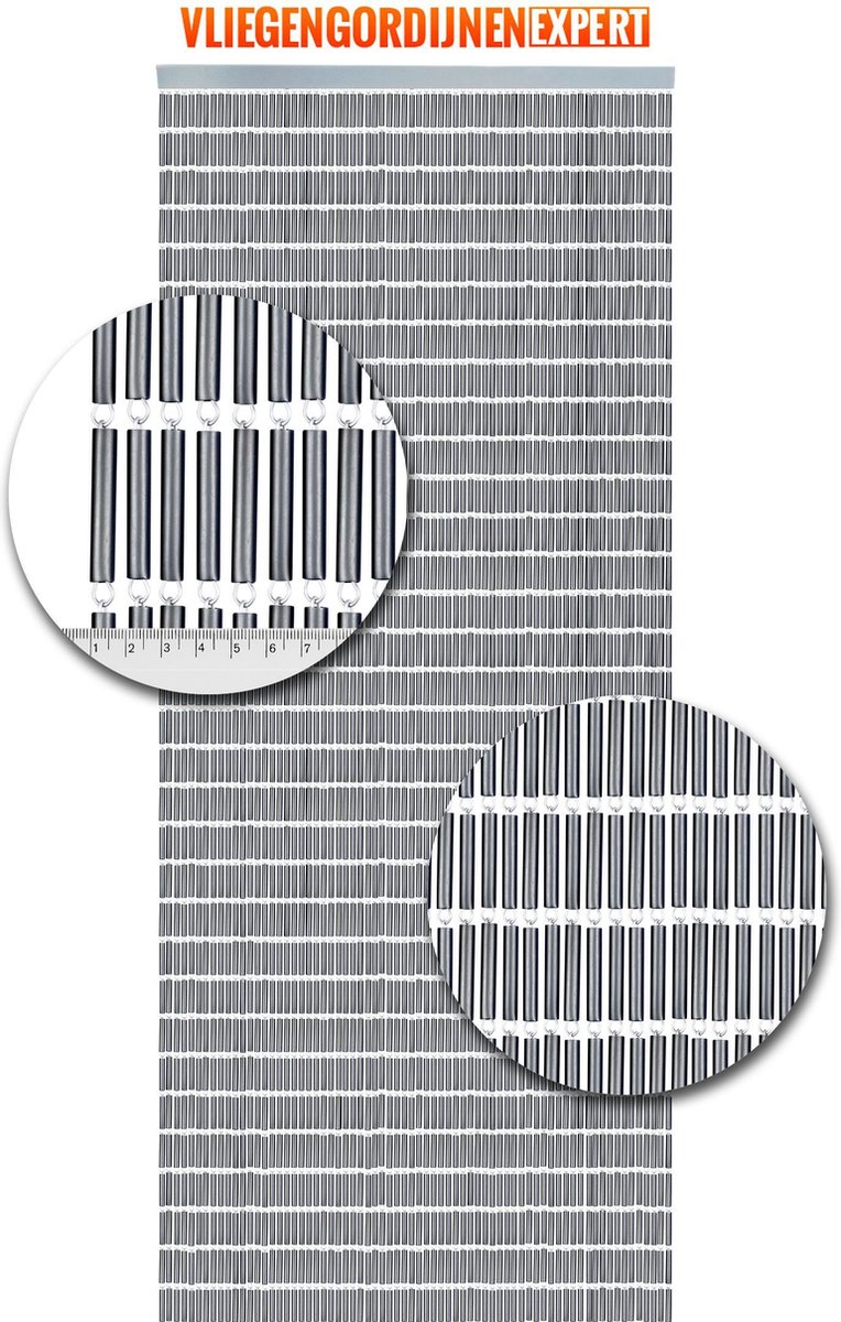 Vliegengordijnenexpert Hulzen - Vliegengordijn - 90x210 cm - Zilver/Grijs