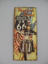 Metalen wandbord - Route 66 Mother Road - Vintage wanddecoratie - 70 cm hoog