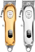 BeardMan - Professionele Kapperstondeuse met Display - Luxe Trimmer Tondeuse - Haarstyling - Draadloos - USB Opladen – Contouren – Bakkebaarden - Inclusief 3 opzetkammen - Goud