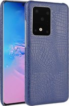 Voor Galaxy S20 Ultra Shockproof Crocodile Texture PC + PU Case (blauw)