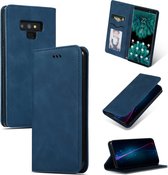 Retro skin feel zakelijke magnetische horizontale flip lederen case voor Galaxy Note 9 (marineblauw)