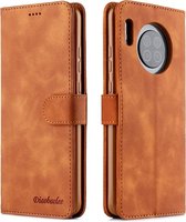 Voor Huawei Mate 30 Diaobaolee Pure Fresh Grain Horizontale Flip Leather Case met houder & kaartsleuven (geel)