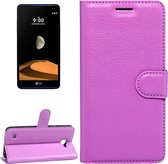 Voor LG X Max & X5 Litchi Texture Horizontaal Flip Leren Case met Magnetische Gesp & Houder & Kaartsleuven & Portemonnee (Paars)