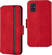 Voor Galaxy A51 Retro Frosted Oil Side Horizontal Flip Case met houder en kaartsleuven (rood)