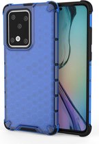 Voor Galaxy S20 Ultra schokbestendig Honeycomb PC + TPU beschermhoes (blauw)