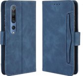 Voor xiaomi mi 10 / mi 10 pro 5g portemonnee stijl huidgevoel kalf patroon lederen tas met aparte kaartsleuven (blauw)