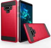 Geborsteld textuur schokbestendig Rugged Armor beschermhoes voor Galaxy Note 9 (rood)