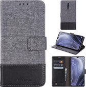 Voor OPPO Reno Z MUMXA MX102 horizontale flip canvas stiksels lederen tas met houder & kaartsleuven & portemonnee (zwart)