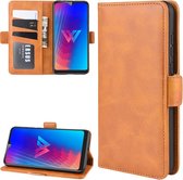 Wallet Stand lederen mobiele telefoonhoes voor LG W30, met portemonnee en houder en kaartsleuven (geel)
