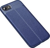 Voor iPhone SE 2020 Litchi Texture TPU schokbestendig hoesje (marineblauw)