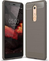 Brushed Texture Carbon Fibre Shockproof TPU Case voor Nokia 5.1 (Grijs)