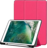 Custer Texture horizontale flip lederen tas voor iPad Pro 10,5 inch / iPad Air (2019), met drievoudige houder en pennengleuf (roze rood)