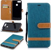 Kleurafstemming Denim Texture Leather Case voor Huawei Honor 7A & Y6 (2018), met houder & kaartsleuven & portemonnee & lanyard (groen)