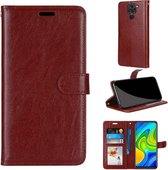 Voor Xiaomi Redmi 10X 4G / Redmi Note 9 Pure Kleur Horizontale Flip PU lederen tas met houder & kaartsleuven & portemonnee & fotolijst (bruin)