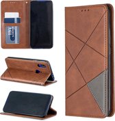 Ruit textuur horizontale flip magnetische lederen tas met houder en kaartsleuven voor xiaomi redmi 7 (bruin)
