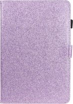 Voor Huawei MediaPad T5 Varnish Glitterpoeder Horizontaal Flip Leather Case met houder en kaartsleuf (paars)