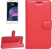 Voor lg x5 litchi textuur horizontale flip lederen tas met houder en kaartsleuven en portemonnee (rood)
