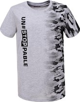 Jongens shirt GLO-STORY maat 146 grijs -zwart