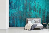 Behang - Fotobehang Koperen achtergrond met een blauwe oxidatielaag - Breedte 390 cm x hoogte 260 cm