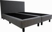 Bedworld Boxspring 180x200 cm zonder Matras - 2 Persoons Bed - Massieve Box met Luxe Hoofdbord - Grijs